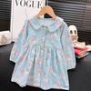 Niñas 2024 Primavera y Otoño Nueva Ropa Infantil Lindo Vestido Floral Cuello de Muñeca Vestido de Princesa Comercio Exterior Transfronterizo
