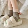 Calcetines Zhuji nuevos de otoño e invierno para mujer, calcetines de media caña de hilo patchwork estilo coreano para niña, calcetines holgados para mujer