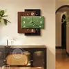 Reloj de Sala de Estilo Medieval Pintura Decorativa, Pintura Colgante de Pared de Fondo para Sofá de Alta Gama, Reloj Creativo, Mural de Reloj de Pared para el Hogar