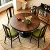 Columna romana americana mesa de comedor redonda francesa estilo vintage mesa de comedor de madera maciza para el hogar apartamento pequeño mesa de comedor redonda estilo retro