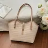 Bolsa Tote de Grande Capacidade, Novo Estilo Casual para o Dia a Dia, Férias na Praia, Bolsa de Ombro, Estilo Coreano, Tecida, Moderna, Versátil