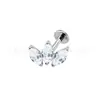 Brincos de Zircônia Marquise em Liga de Titânio F136, Piercings Labiais de Trevo de Três Folhas e Quatro Folhas, Joias para Piercing de Osso da Orelha em Titânio G23