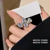 ¡Banquete de Lujo! Anillo Abierto Cuadrado de Leopardo con Circonita Estilo Minimalista Francés, Anillo Elegante para el Dedo Índice, Accesorio Versátil para la Mano para Mujeres