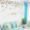 Nuevas Pegatinas de Pared de Estilo PVC Ecológicas Removibles Pegatinas Dormitorio Sala de Estar Decoración de Fondo Romántico AY9150B Enredadera de Flores Púrpura