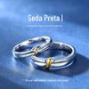 Anel de casal em prata esterlina um metro de sol anel masculino e feminino presente comemorativo design requintado de luxo leve abertura simples