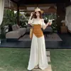 Conjunto de Estilo Vacacional de Verano Chic Top Camiseta de un Hombro Pantalones Casuales de Pierna Ancha Conjunto Completo Combinado de Verano para Mujer