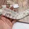 Borde de Encaje Plegado de Gasa Beige de 4 cm de Ancho con Cuentas para Ropa, Dobladillo, Falda, Accesorios para el Cabello Decoración DIY