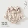 Ropa para Bebé con Estampado Floral y Cuello Camisero, Adecuada para Primavera y Otoño, Ropa de Casa de Manga Larga Sin Costuras de Algodón Puro para Recién Nacido