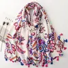 Bufanda de Estilo Étnico con Estampado Floral Otoño e Invierno Chal con Borlas Suaves Versátil Colorido Estilo Retro Bufanda Cálida