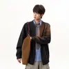 Cardigan suéter retrô estilo americano com zíper duplo, nova coleção de outono, unissex, modelagem solta, top de malha simples com uma vibe relaxada