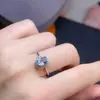 Anillo de explosiones naturales aguamarina anillo plata S925 mujer piedra principal 5x 7mm transfronterizo popular una generación de cabello