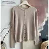 Cárdigan retro de punto trenzado azul marino de un solo pecho de manga larga estilo coreano para mujer, un top de nicho de alta gama para usar en otoño