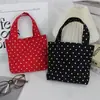 Bolsa de Almuerzo Portátil de Nylon con Lunares Retro, Bolso Tote Pequeño Impermeable Simple de Mano, Bolsa de Almacenamiento para Compras Diarias