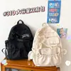 Mochila escolar estilo japonês com tema de anime, com laços fofos de cores contrastantes e pregas, mochila estudantil macia personalizada para meninas e mulheres