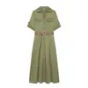 ZR Comercio Exterior Transfronterizo Wholesale 2026 Nueva Moda Femenina Europea y Americana Vestido Camisa Elegante con Cuello y Cinturón