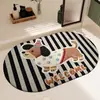 Alfombra de Baño de Dibujos Animados Tejida de Lino Entrada al Baño Absorbente de Agua Secado Rápido Felpudo Ducha Antideslizante Resistente a la Suciedad Alfombra