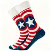 Calcetines de Jacquard de Media Pantorrilla con Tema de Bandera Americana Transfronterizos, Calcetines Personalizados de Moda para el Día de la Independencia, Calcetines de Algodón Jacquard Unisex de Alta Venta