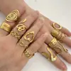 Anillo de Acero Inoxidable Geométrico Abierto con Forma de Corazón Dorado Estilo Ins Europeo y Americano Diseño Retro Joyería para Mujer