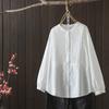 Camisa blanca de manga larga con cuello alto plisado, estilo fresco extranjero, pieza delantera pequeña, estilo literario, otoño, holgada, delgada