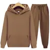 Conjunto deportivo de dos piezas con capucha y pantalón deportivo de color liso de 180 g para hombre. Sudadera con capucha y pantalón deportivo.