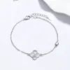 Collar de Plata 925 Trébol de Cuatro Hojas Hielo Triturado Pulsera para Mujer Lujo Accesible Cadena para Clavícula de Gama Alta Conjunto de Joyería Transfronteriza Europea y Americana