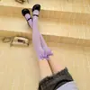 Calcetines Blancos de Seda Minimalistas Estilo Japonés Hasta la Rodilla, Calcetines Grises de Terciopelo con Lazo para Primavera y Verano, Calcetines Altos JK para Mujer