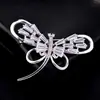 Joyería de moda para mujer, circonita AAA, libélula, microincrustación, broche de alta gama, hebilla para bufanda totalmente de diamantes para mujer, regalo, venta al por mayor