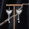 Pendientes Largos con Borlas de Imitación Plata Miao Estilo Étnico para Mujer, Mariposa Pavo Real Flor Pendientes Largos, Pendientes Estilo Bohemio para Fotografía de Viaje