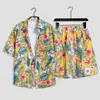Hawaii Seaside Beach Holiday terno masculino solto plus size casal moda marca camisa de manga curta casual conjunto de duas peças