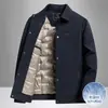 Chaqueta de Plumas para Hombre Otoño e Invierno Cuello Solapa Estilo Ropa de Trabajo Estándar Nacional 90% Plumón de Pato Blanco Cálida Joven Lujo Tendencia Abrigo Resistente al Frío
