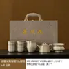 Lujo ligero de alta gama para el hogar Porcelana Ru china tetera taza de té kung fu caja de regalo juego de té de cerámica Ru de calidad maestra color beige