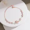 Collar Original Hebilla de Paz de Calcedonia Flor de Cerezo para Mujer, Colgante de Borla Estilo Chino Nuevo Vintage de Plata Pura, Cadena para Clavícula Floral Estilo Bosque