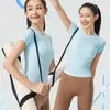 Camiseta deportiva ligera de secado rápido, ropa de yoga de verano para mujer de manga corta, top de fitness de alta elasticidad ajustado