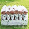 Venda Quente Cone de Papel para Confete de Casamento Suporte em Formato de Cone de Rosa Natural Conjunto Combinado de Bandejas para Casamento