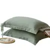 Funda de almohada de algodón cepillado lavado Par engrosado Color sólido Minimalista japonés Individual