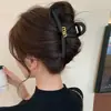 Para cabelos grossos, presilha de tubarão acrílica da moda, presilha de cabelo francesa fofa em formato de coração, presilha de garra com laço elegante para mulheres