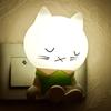 Luz nocturna de gato durmiendo led enchufable control de luz inducción caricatura niños nuevo extraño regalo creativo logo