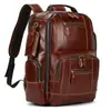 Mochila Masculina, Mochila de Couro Crazy Horse, Bolsa Escolar de Couro Bovino, Mochila de Grande Capacidade, Bolsa de Viagem, Bolsa de Ombro Masculina para Negócios