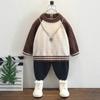 Ropa para niños Suéter de cuello redondo a juego de colores para niño Otoño e Invierno para niños pequeños y medianos Top de invierno para niños Camisa tejida Camisa básica de otoño para niño