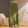 Calça Corta com Cordão de Pérolas para Mulheres 2026 Nova Moda Outono Cintura Elástica Emagrecedora Calça Corta Fluida