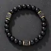 Pulseira de Pedra de Tigre Natural de Alta Qualidade para Cruzamento de Fronteiras, Tendência de Moda para Homens e Mulheres, Colar Simples de Ágata Negra e Pedra Vulcânica