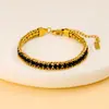 Pulseira Tendência em Aço Inoxidável com Diamantes Coloridos e Zircônia, Pulseira de Luxo Leve e Elegante, Joia de Corrente Tennis de Nicho e Única