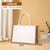 Bolsa de lona pintada a mano de lino al por mayor spot para estudiantes DIY bolsa hecha a mano de yute simple bolsa de mano de lino ecológica
