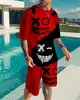 TUMU Nuevo Conjunto de Dos Piezas Informal Deportivo para Hombre con Estampado 3D Negro, Camiseta de Manga Corta y Shorts, Moderno