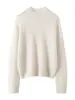 Nova blusa de base feminina de seda e caxemira, suéter de gola alta, simples, confortável, clássico e versátil