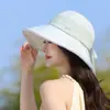 Sombrero de Sol de Color Sólido Simple Estilo Coreano de Ala Ancha para Mujer, Protección UV de Verano, Copa Suave, No Voluminoso, Elegante Sombrero de Pescador