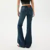 Jeans acampanados de cintura baja estilo retro americano para chicas sexys, corte ajustado, ligeramente elásticos, versátiles, pantalones largos, disponibles para envío directo