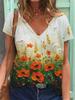1 camiseta holgada de manga corta de verano con cuello en V y estampado digital de Amazon Explosions para mujer, estilo europeo y americano