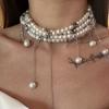 Collar de perlas suaves retro multicapa apilado cadena larga para suéter cadena de clavícula de alta calidad nueva moda 2024