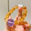 Pulseira de Prata 925 Citrino Natural de Alta Qualidade 12-20mm Ametista Lavanda